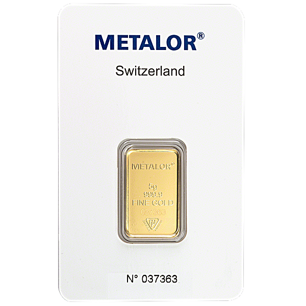 5 Gram Metalor Swiss Gold Bullion Bar